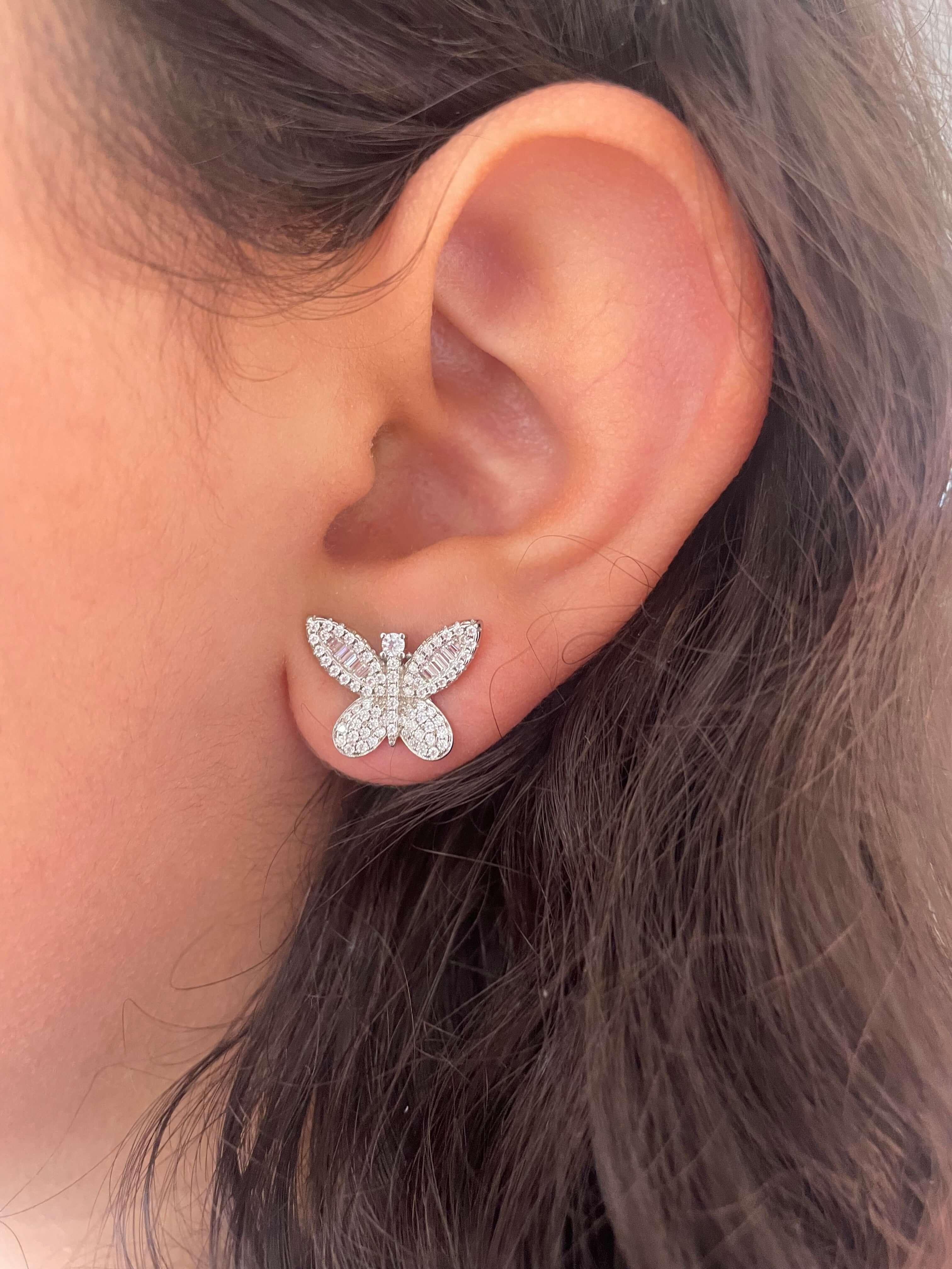 Shimmering Butterfly Earrings- Silver - Marwa Jewels