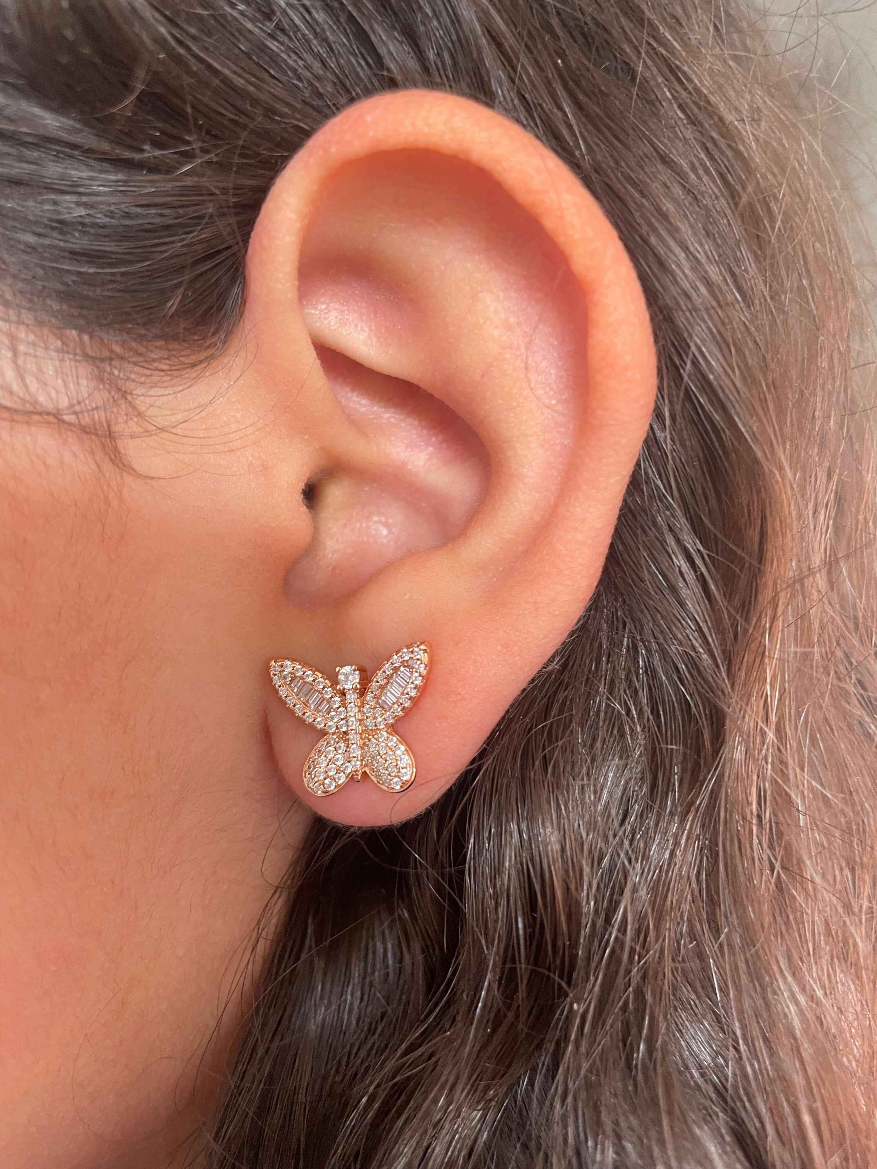 Shimmering Butterfly Earrings- Rose Gold - Marwa Jewels