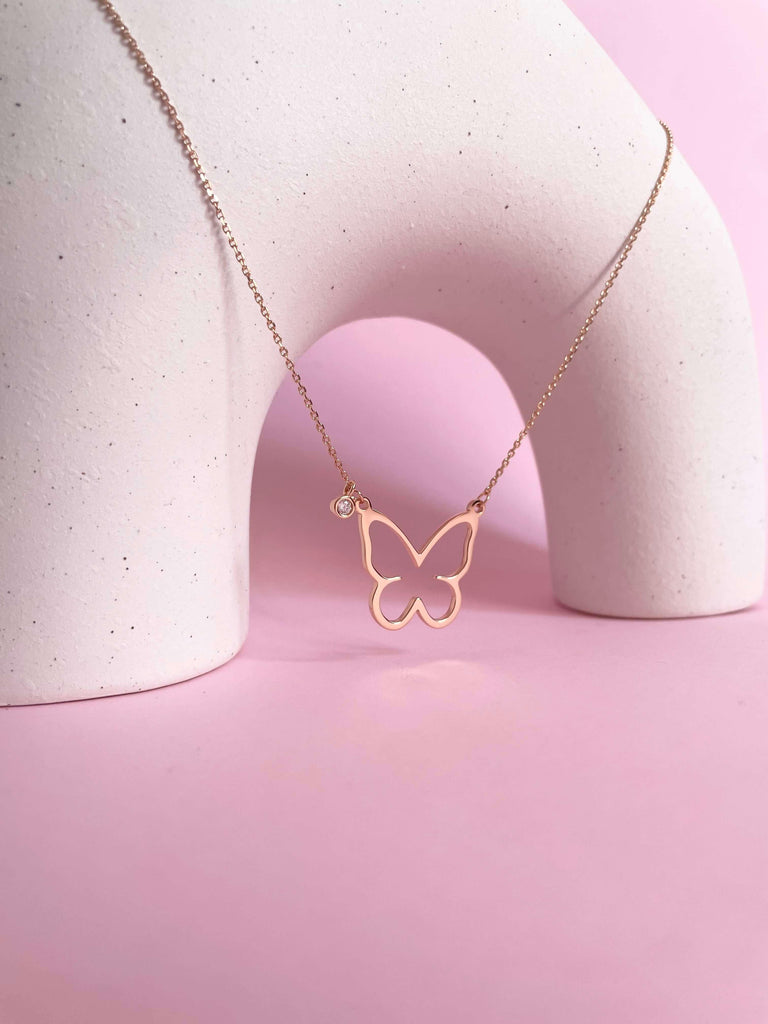 Open Butterfly Necklace- Rose Gold - Marwa Jewels