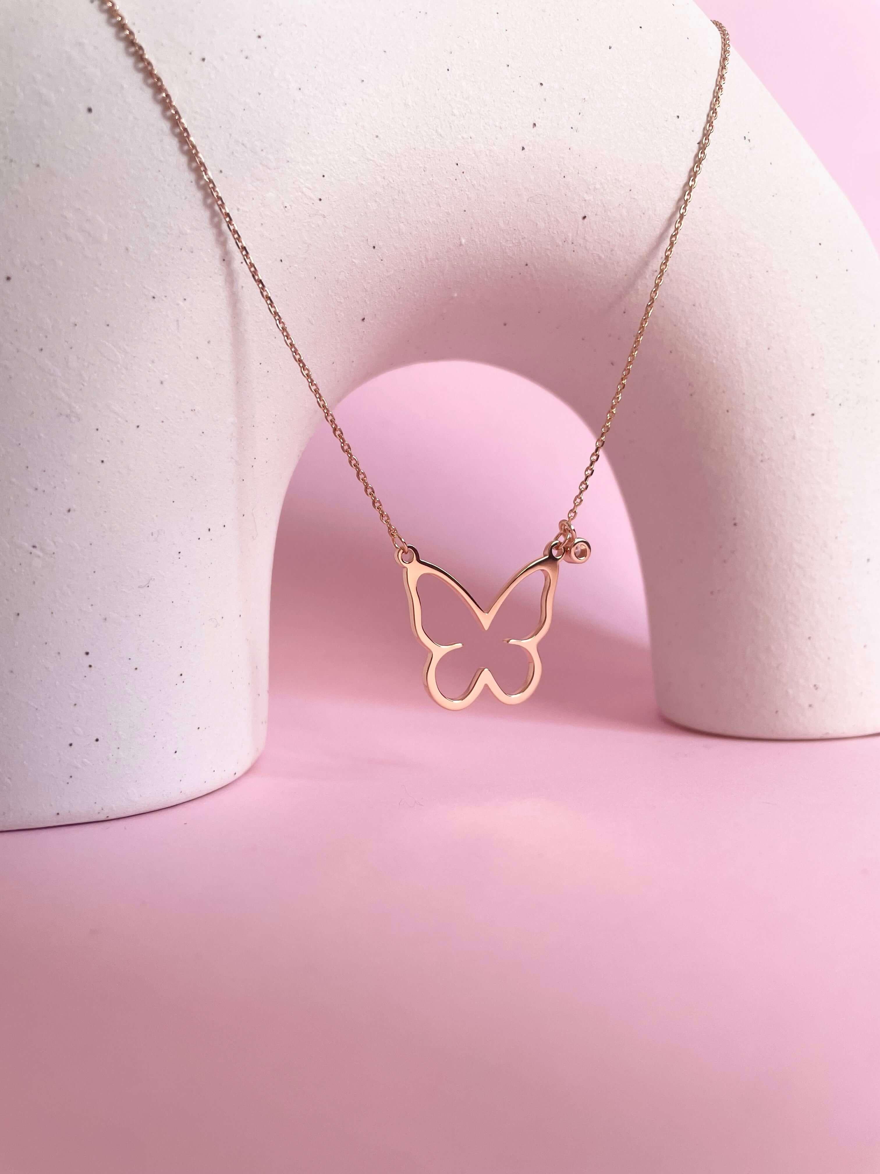 Open Butterfly Necklace- Rose Gold - Marwa Jewels