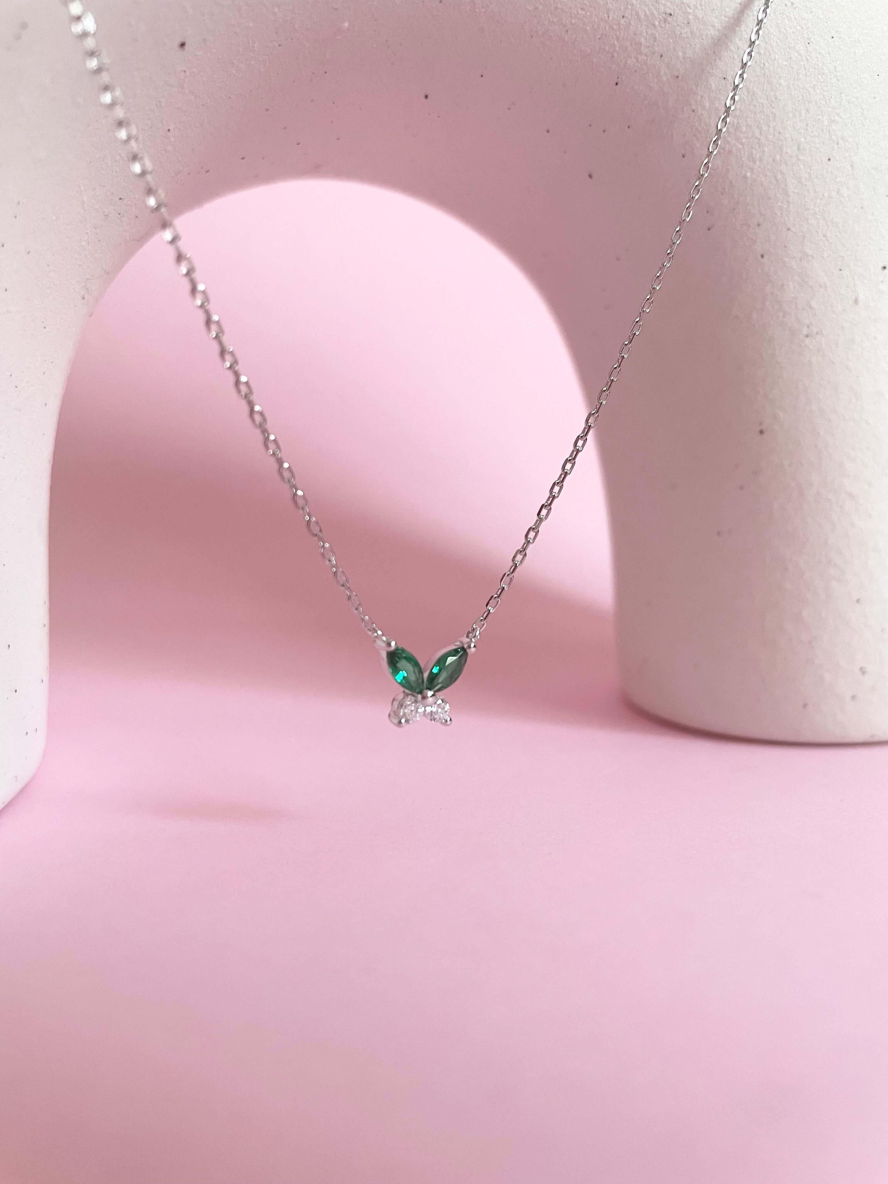 Petite Butterfly Necklace- Silver - Marwa Jewels