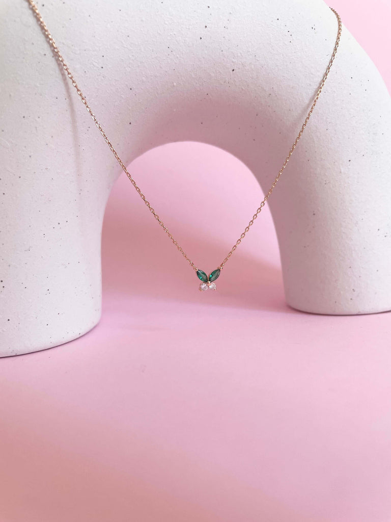 Petite Butterfly Necklace- Rose Gold - Marwa Jewels