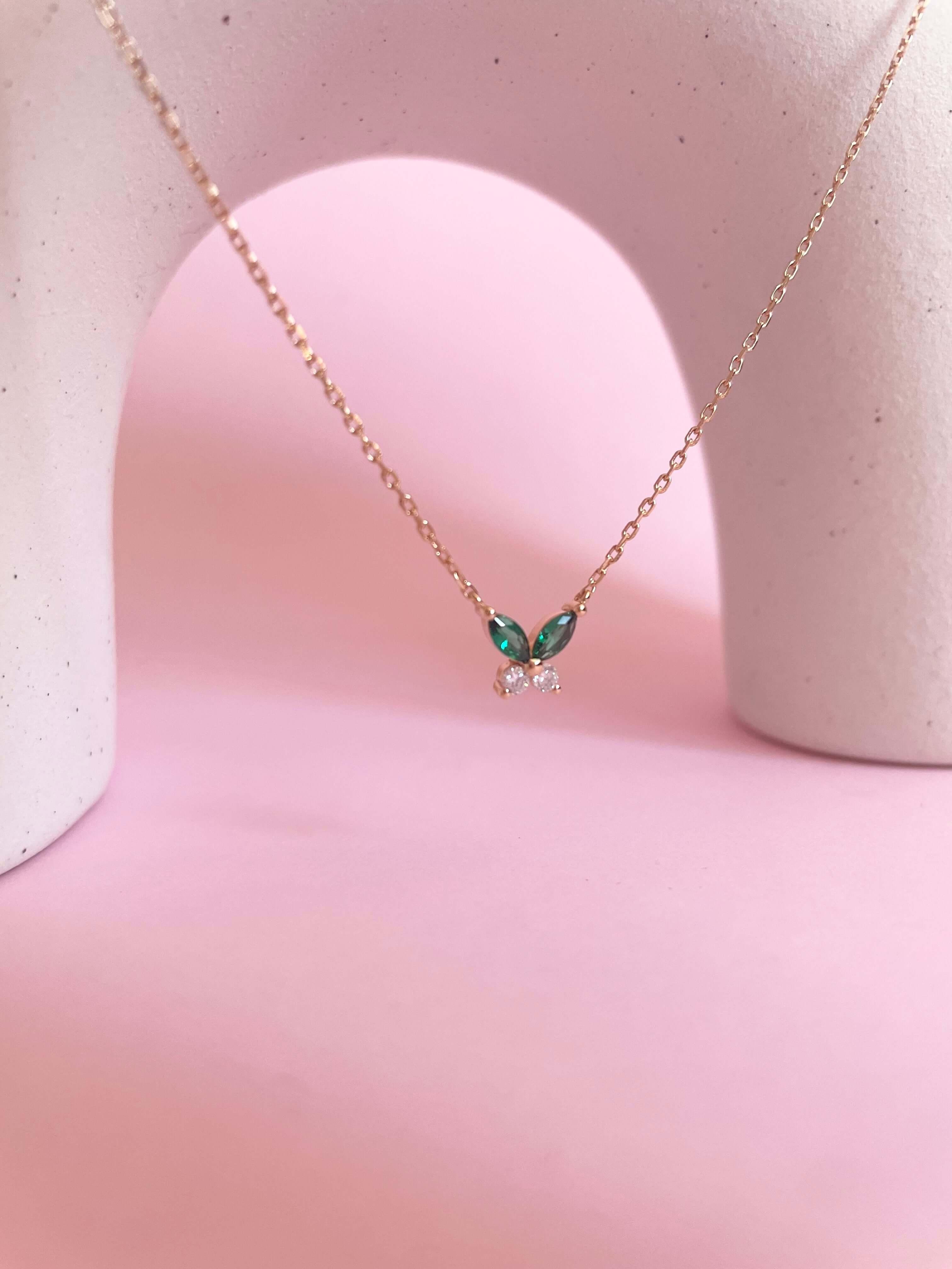 Petite Butterfly Necklace- Rose Gold - Marwa Jewels