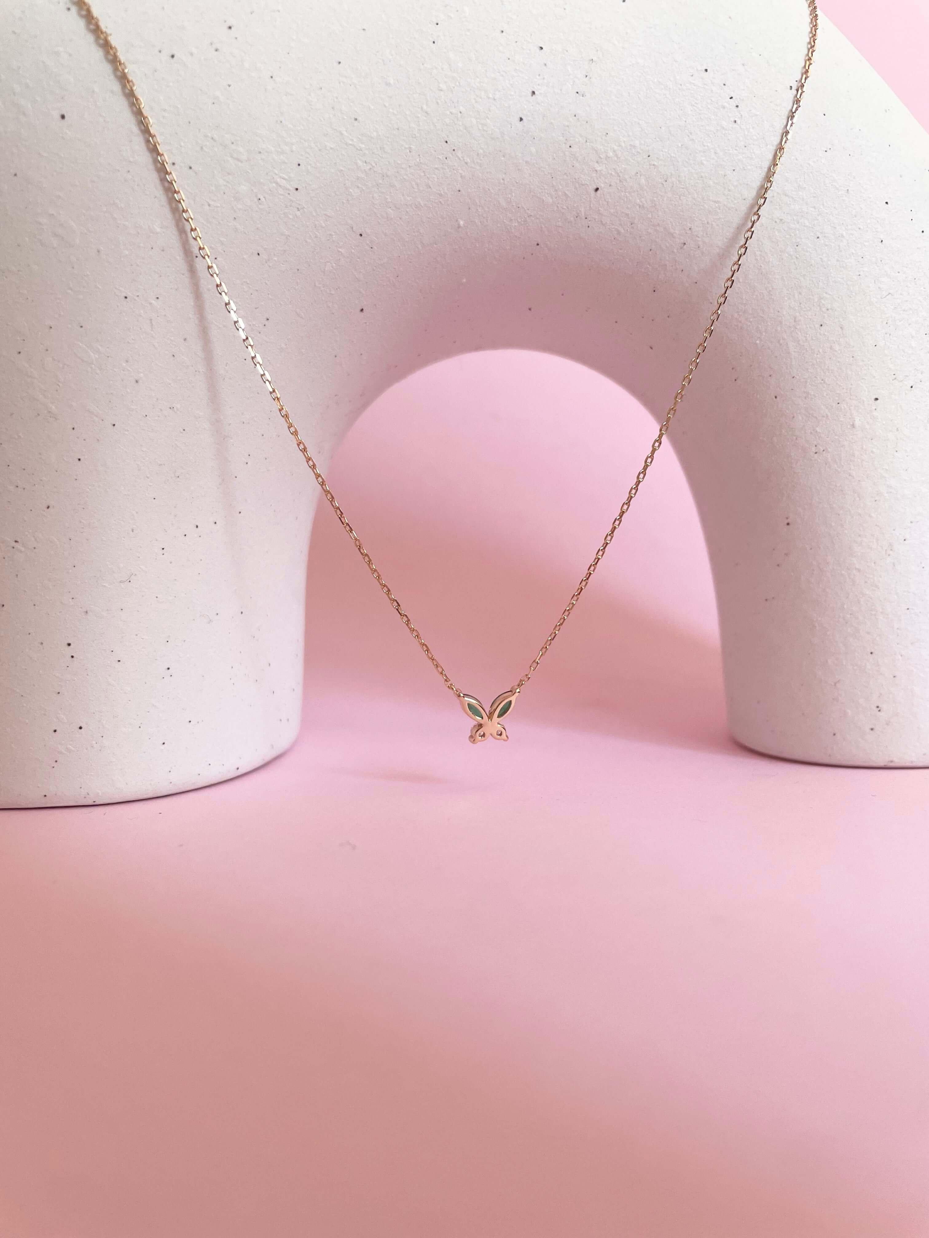 Petite Butterfly Necklace- Rose Gold - Marwa Jewels