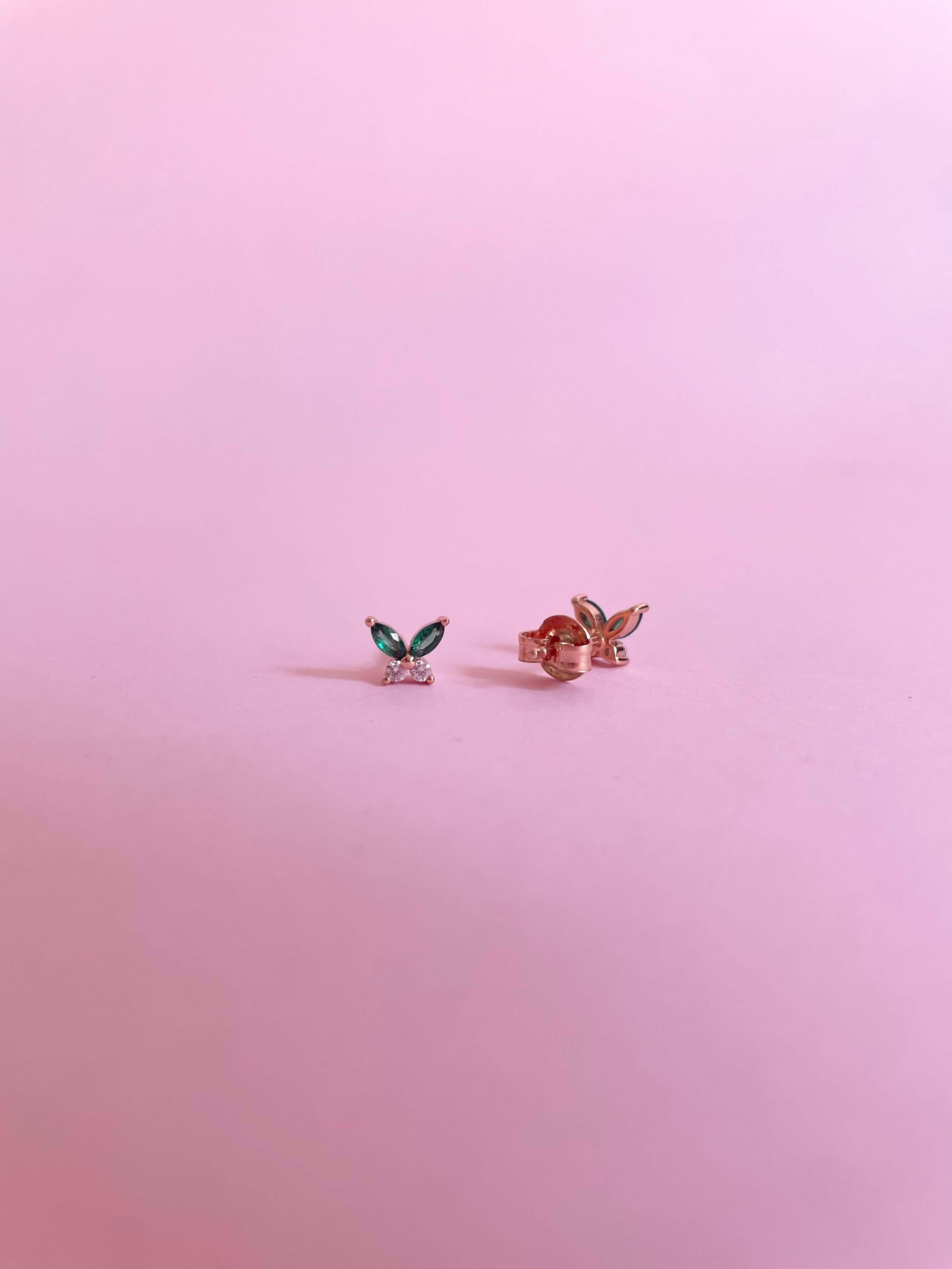 Petite Butterfly Earrings- Rose Gold - Marwa Jewels