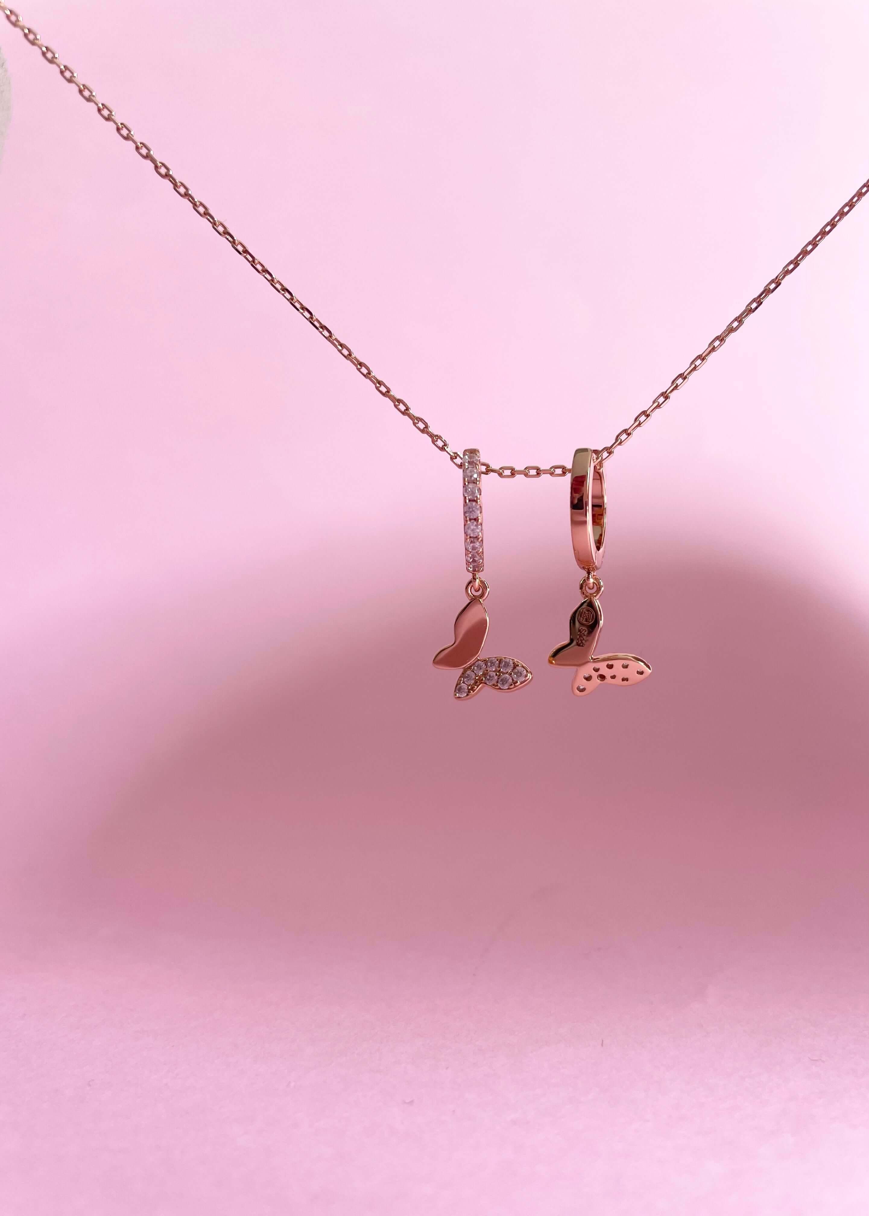 Chic Butterfly Earrings-Rose Gold - Marwa Jewels