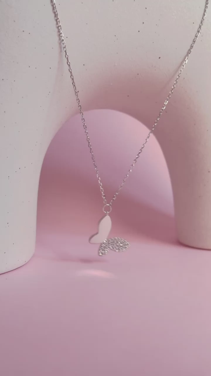 Chic Butterfly Necklace, Silver, Video, Indulge yourself or delight your loved ones with this stunning butterfly motif necklace that effortlessly enhances any look., $120.00